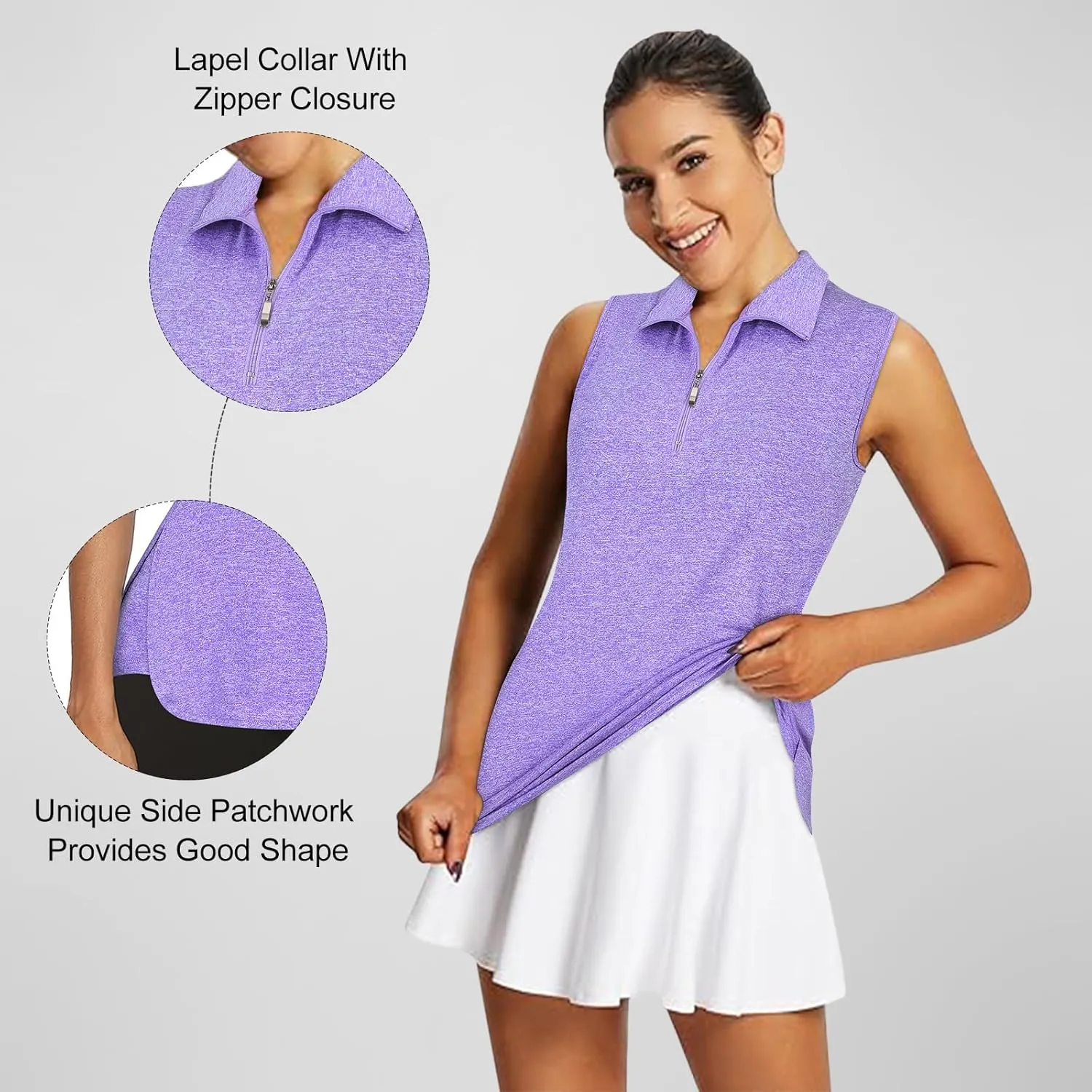 Koscacy Womens Golf Shirts Tank Tops for Women 2025 Loose Fit Sleeveless with Collar Yoga Athletic Running Shirts