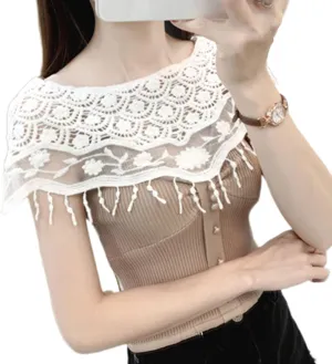 Lace Crochet Shawl For Women Crochet Cape See-Through Lace Cloaks Shawl Bridal Shawl Wrap Capelet Lace Cape Bridesmaid Croch