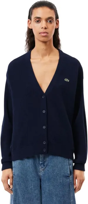 Lacoste Women's V-Neck Wool Cardigan