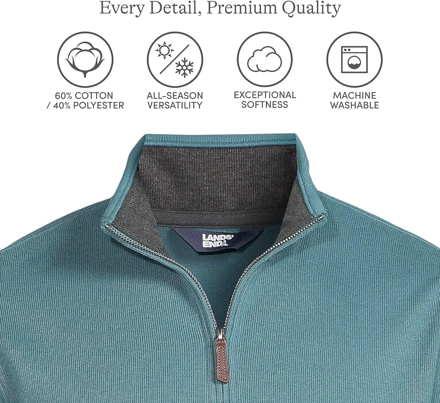 Lands' End Men's Bedford Rib Quarter Zip Sweater