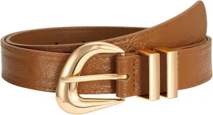 Leather Belt for Women Fashion Ladies Waist Belt with Silver Buckle for Jeans Pants Dress