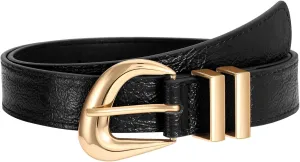 Leather Belt for Women Fashion Ladies Waist Belt with Silver Buckle for Jeans Pants Dress