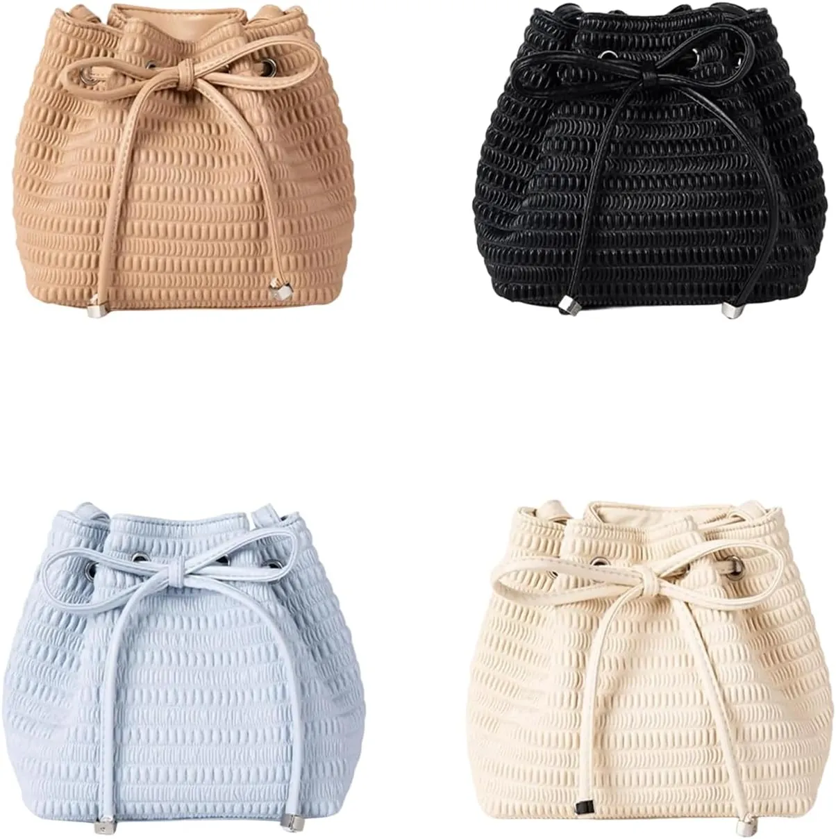 Leather Bucket Bags Drawstring Crossbody Purse for Women Ladies Evening Bag Trendy Shoulder Bag Clutches Purse Handbag