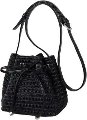 Leather Bucket Bags Drawstring Crossbody Purse for Women Ladies Evening Bag Trendy Shoulder Bag Clutches Purse Handbag
