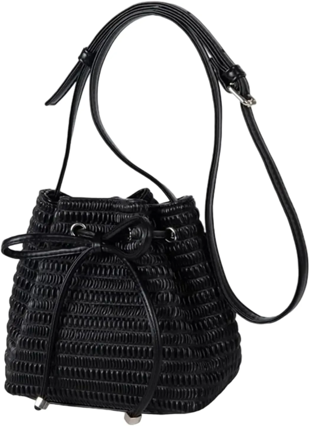 Leather Bucket Bags Drawstring Crossbody Purse for Women Ladies Evening Bag Trendy Shoulder Bag Clutches Purse Handbag