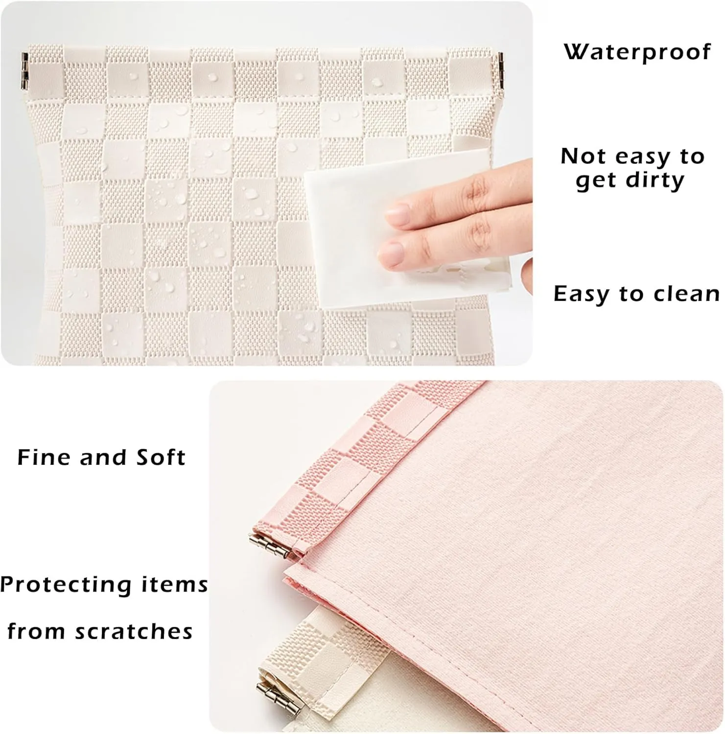 Leather Pocket Cosmetic Bag for Purse,Coin Purse Lipstick Cosmetic Accessories Organizer, Travel Kit Storage Pouch,Waterproof Portable No Zipper Self-closing Small Makeup Pouch for Women