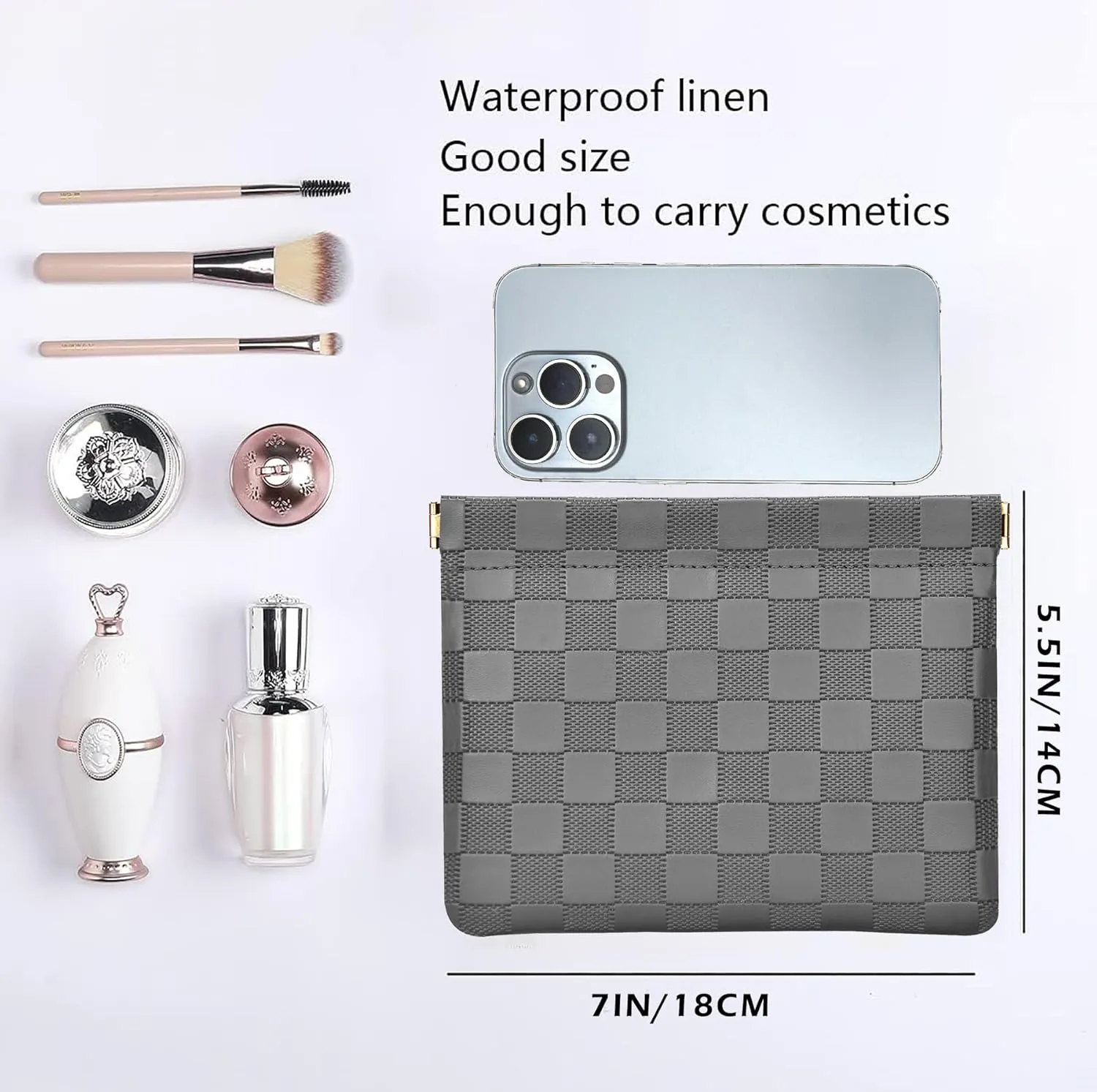 Leather Pocket Cosmetic Bag for Purse,Coin Purse Lipstick Cosmetic Accessories Organizer, Travel Kit Storage Pouch,Waterproof Portable No Zipper Self-closing Small Makeup Pouch for Women