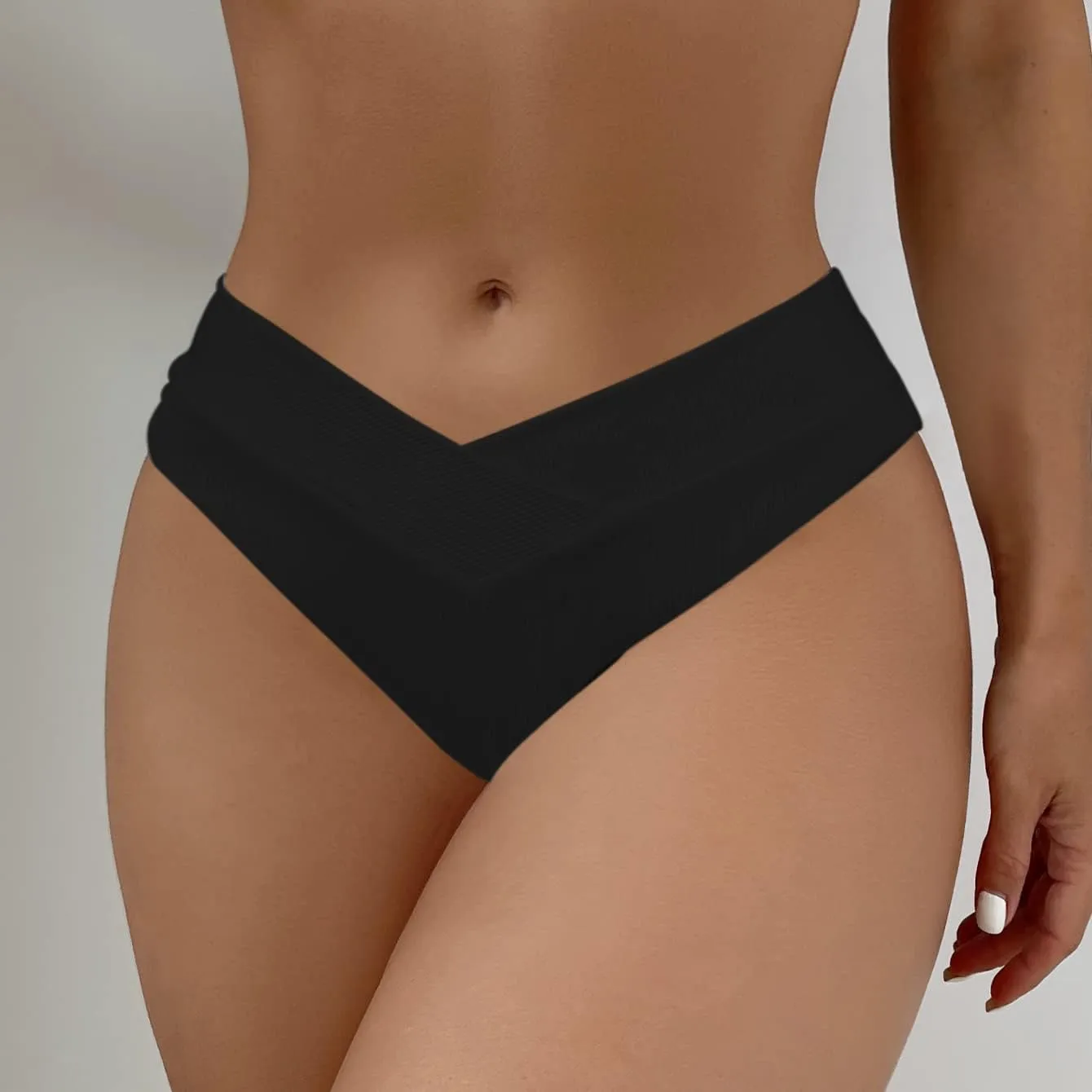Leoparts Women's V Cut High Waisted Bikini Bottom Ribbed High Cut Cheeky Swimsuit Bathing Suit Bottoms