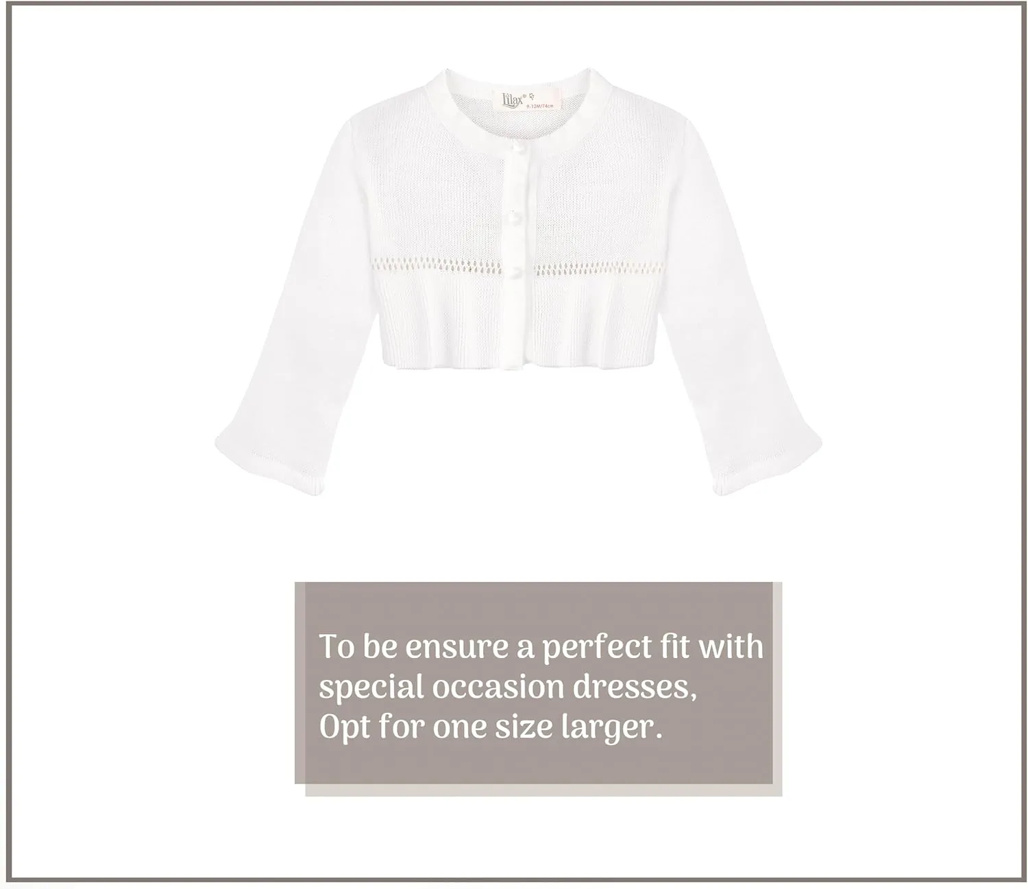 Lilax Baby Girls' Knit Long Sleeve One Button Closure Bolero Shrug