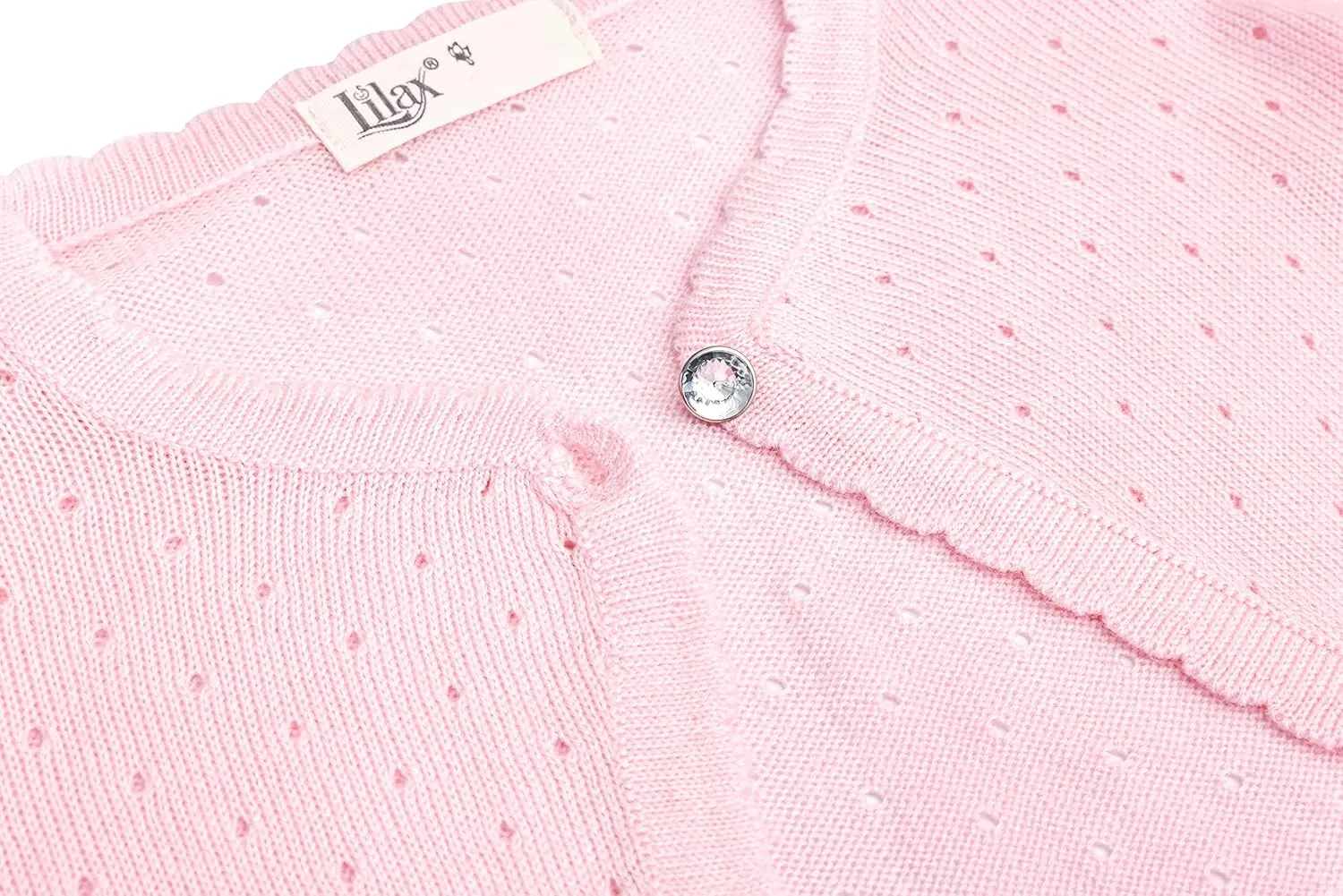 Lilax Baby Girls' Knit Long Sleeve One Button Closure Bolero Shrug