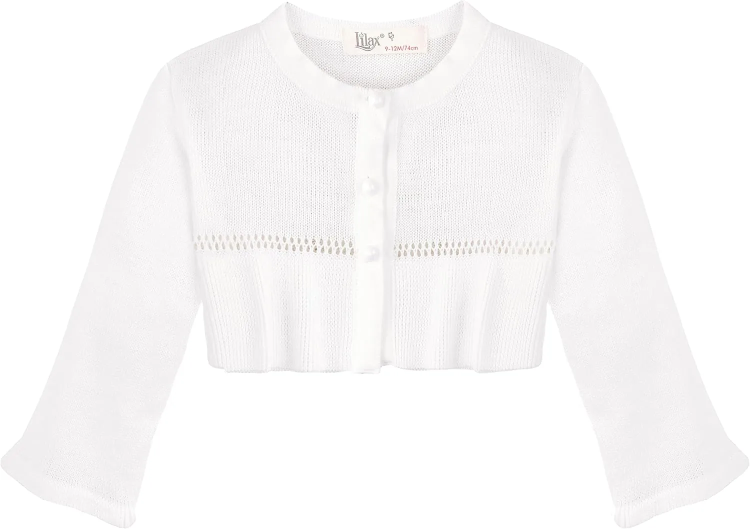 Lilax Baby Girls' Knit Long Sleeve One Button Closure Bolero Shrug