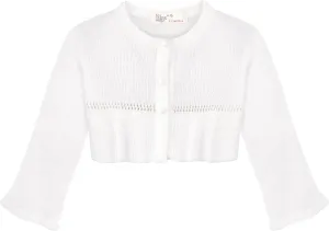 Lilax Baby Girls' Knit Long Sleeve One Button Closure Bolero Shrug