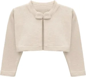 Lilax Baby Girls' Knit Long Sleeve Sweater, Bowknot Closure Bolero Cardigan