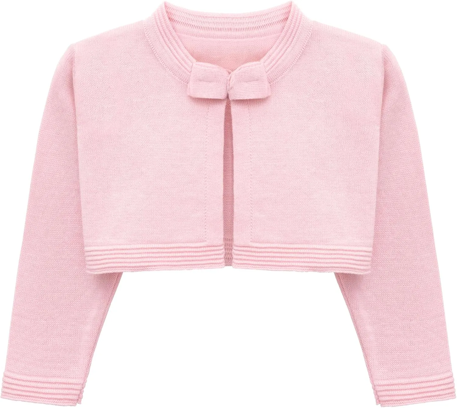 Lilax Baby Girls' Knit Long Sleeve Sweater, Bowknot Closure Bolero Cardigan