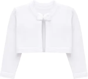 Lilax Baby Girls' Knit Long Sleeve Sweater, Bowknot Closure Bolero Cardigan