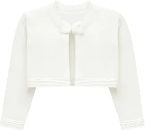 Lilax Baby Girls' Knit Long Sleeve Sweater, Bowknot Closure Bolero Cardigan