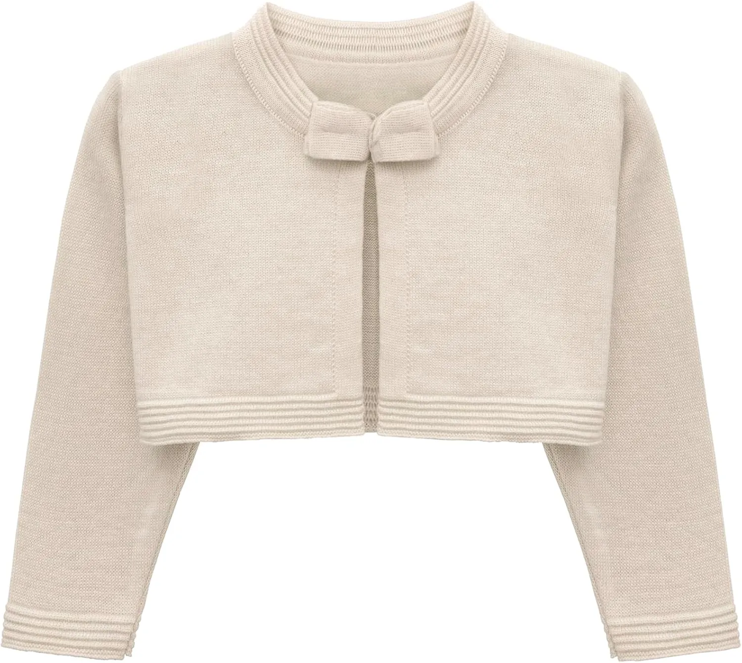 Lilax Baby Girls' Knit Long Sleeve Sweater, Bowknot Closure Bolero Cardigan