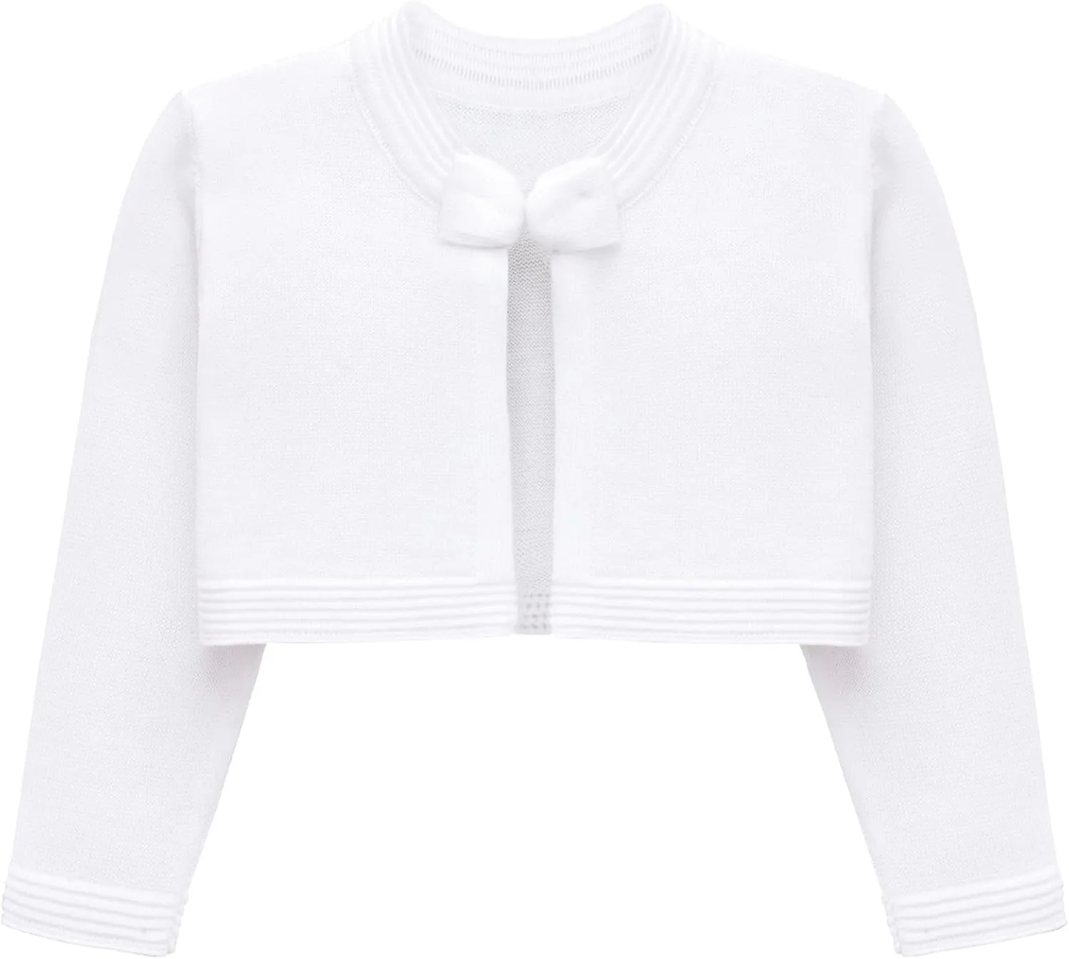 Lilax Baby Girls' Knit Long Sleeve Sweater, Bowknot Closure Bolero Cardigan