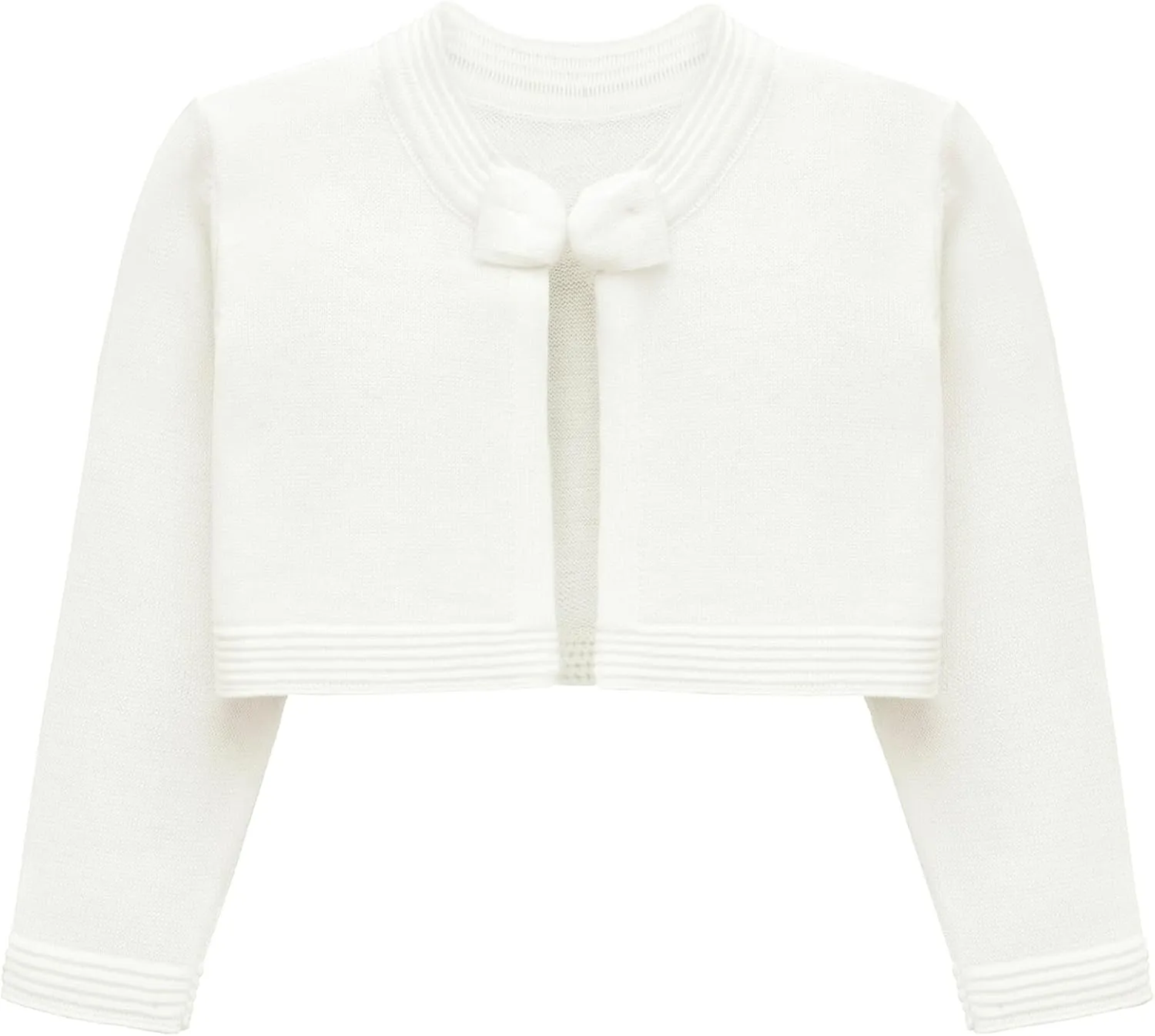 Lilax Baby Girls' Knit Long Sleeve Sweater, Bowknot Closure Bolero Cardigan