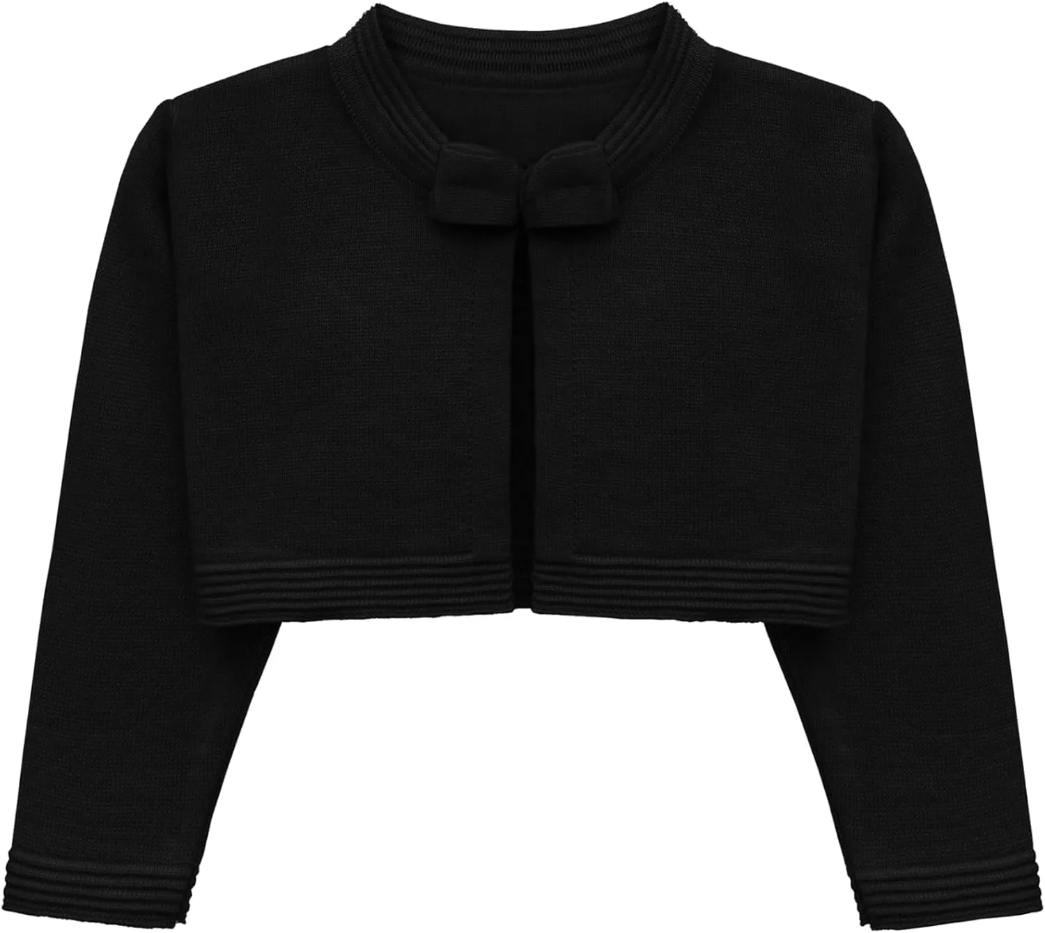 Lilax Baby Girls' Knit Long Sleeve Sweater, Bowknot Closure Bolero Cardigan