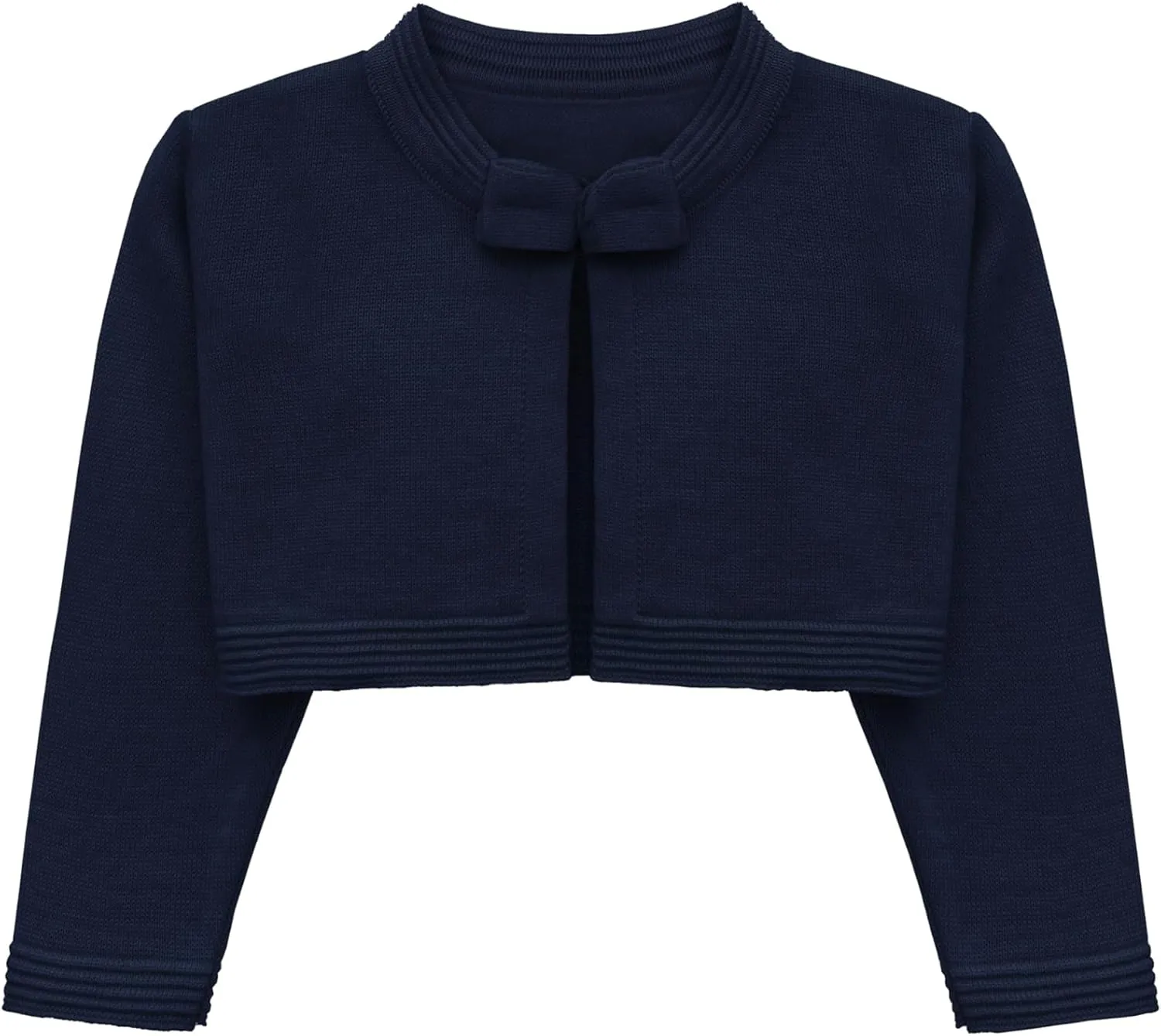 Lilax Baby Girls' Knit Long Sleeve Sweater, Bowknot Closure Bolero Cardigan