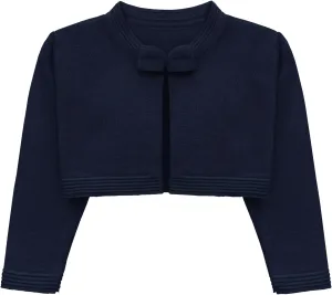 Lilax Baby Girls' Knit Long Sleeve Sweater, Bowknot Closure Bolero Cardigan