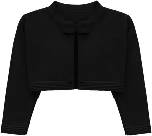 Lilax Baby Girls' Knit Long Sleeve Sweater, Bowknot Closure Bolero Cardigan