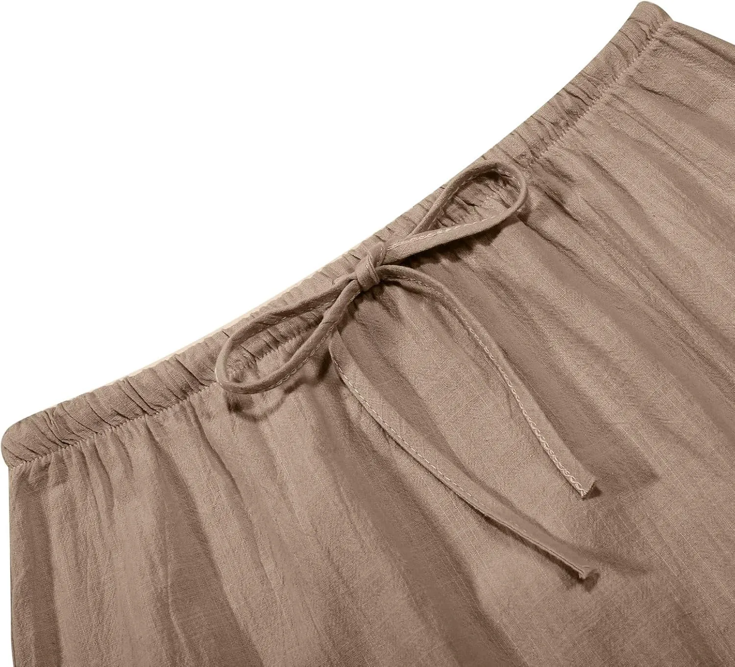 Linen Maxi Skirts for Women Trendy Summer Comfy Drawstring A Line Skirts Casual Beach Vacation Boho Flowy Long Skirts