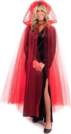 Little Adventures Adult Tulle See-through Hooded Cloak Cape - Fashion Cosplay Party Costume