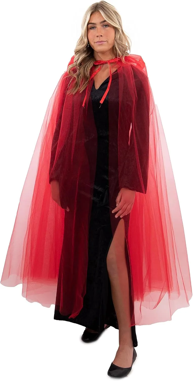Little Adventures Adult Tulle See-through Hooded Cloak Cape - Fashion Cosplay Party Costume