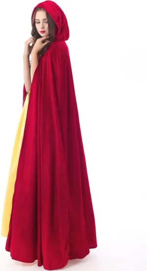 Little Adventures Deluxe Velvet Adult Cloak Cape with Lined Hood (Red) - Machine Washable Adult Cosplay Dress-Up Cloaks with No Glitter