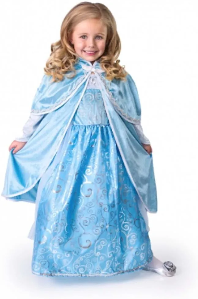 Little Adventures Ice Princess Dressup Costume Cloak - Size Lg/X-Large - Machine Washable Child Pretend Play and Party Dress with No Glitter