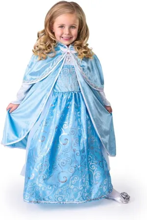 Little Adventures Ice Princess Dressup Costume Cloak (S/M Age 1-5) - Machine Washable Child Pretend Play and Party Dress with No Glitter Blue