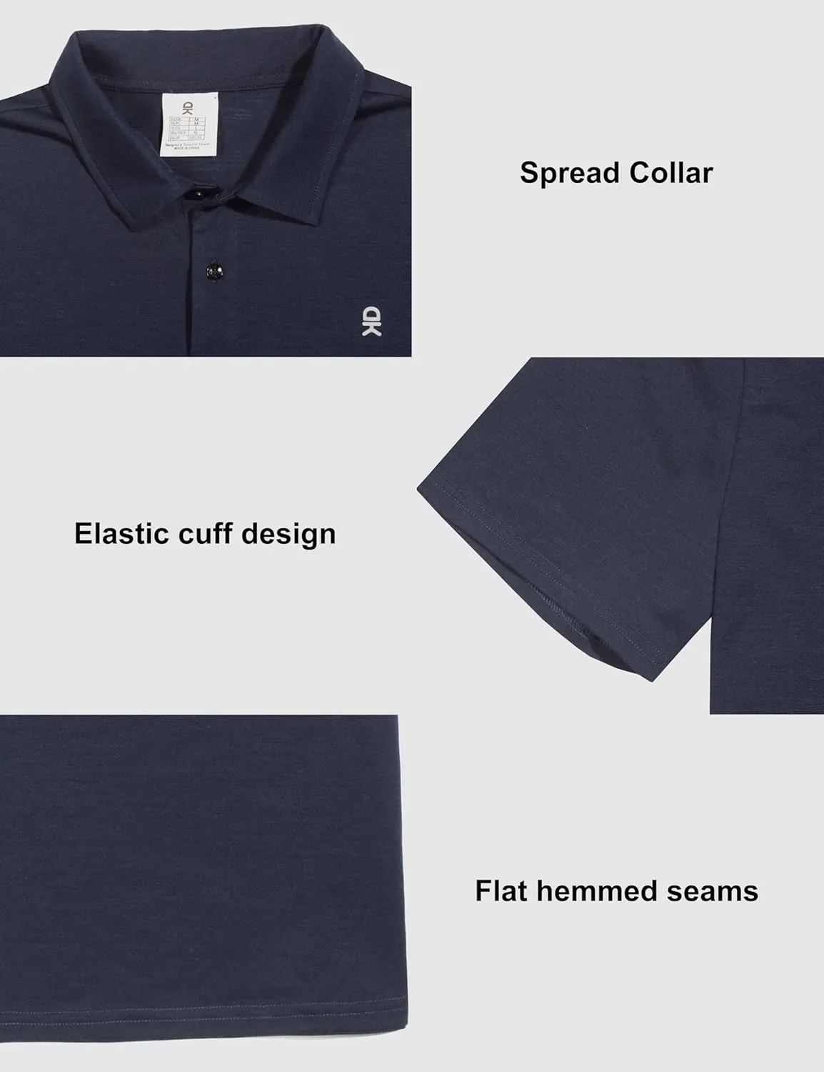 Little Donkey Andy Mens Wool Polo Shirts Moisture Wicking, Quick-Dry Performance Short Sleeve Golf Shirts for Men