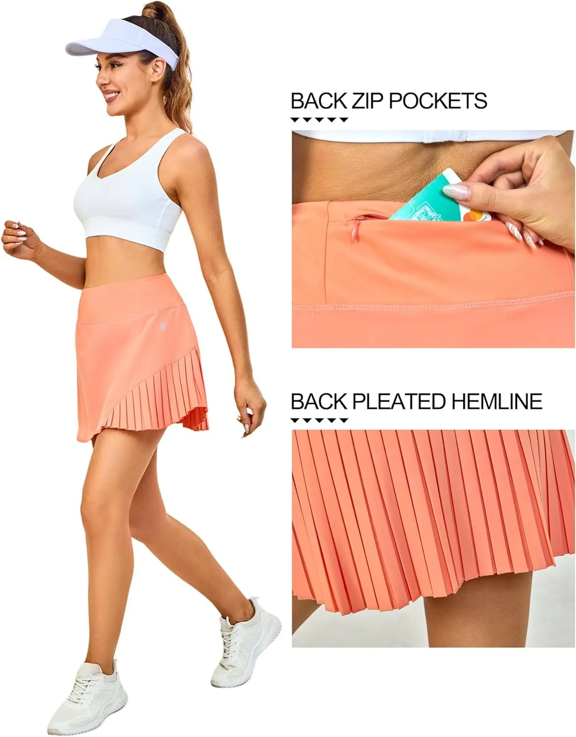 Little Donkey Andy Women's Pleated Tennis Skirts Athletic Golf Skorts High Waisted Casual Workout Sports Running Skirts