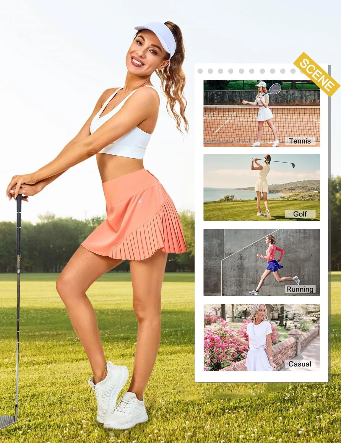 Little Donkey Andy Women's Pleated Tennis Skirts Athletic Golf Skorts High Waisted Casual Workout Sports Running Skirts