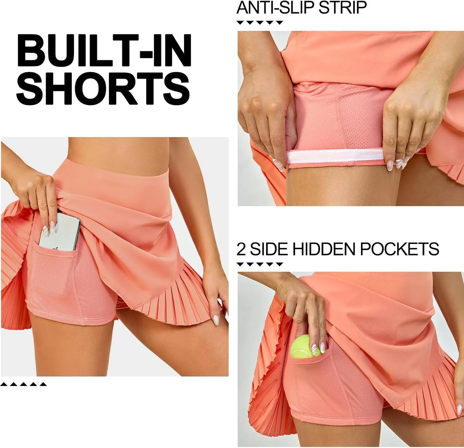 Little Donkey Andy Women's Pleated Tennis Skirts Athletic Golf Skorts High Waisted Casual Workout Sports Running Skirts