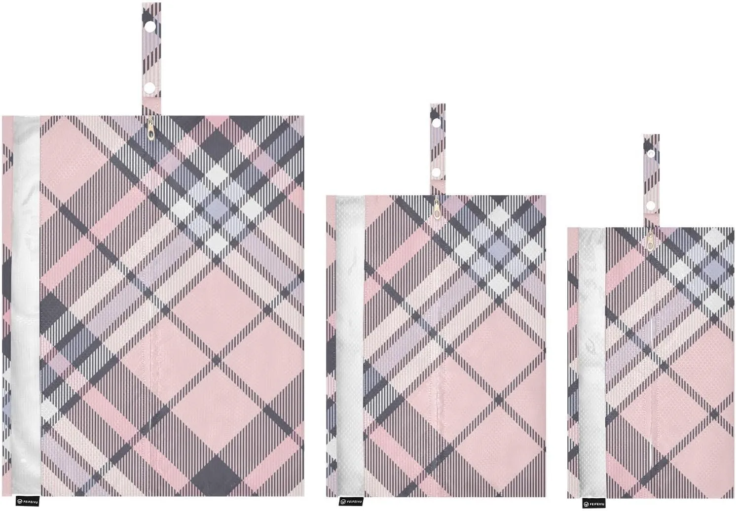 Luggage Space Saver, Luggages Management Personnel, Buffalo Plaid Check Tartan Scotland Pink, With Zipper, 3 Set Travel Packing Cubes For Suitcases, Garment Bag Closet Storage