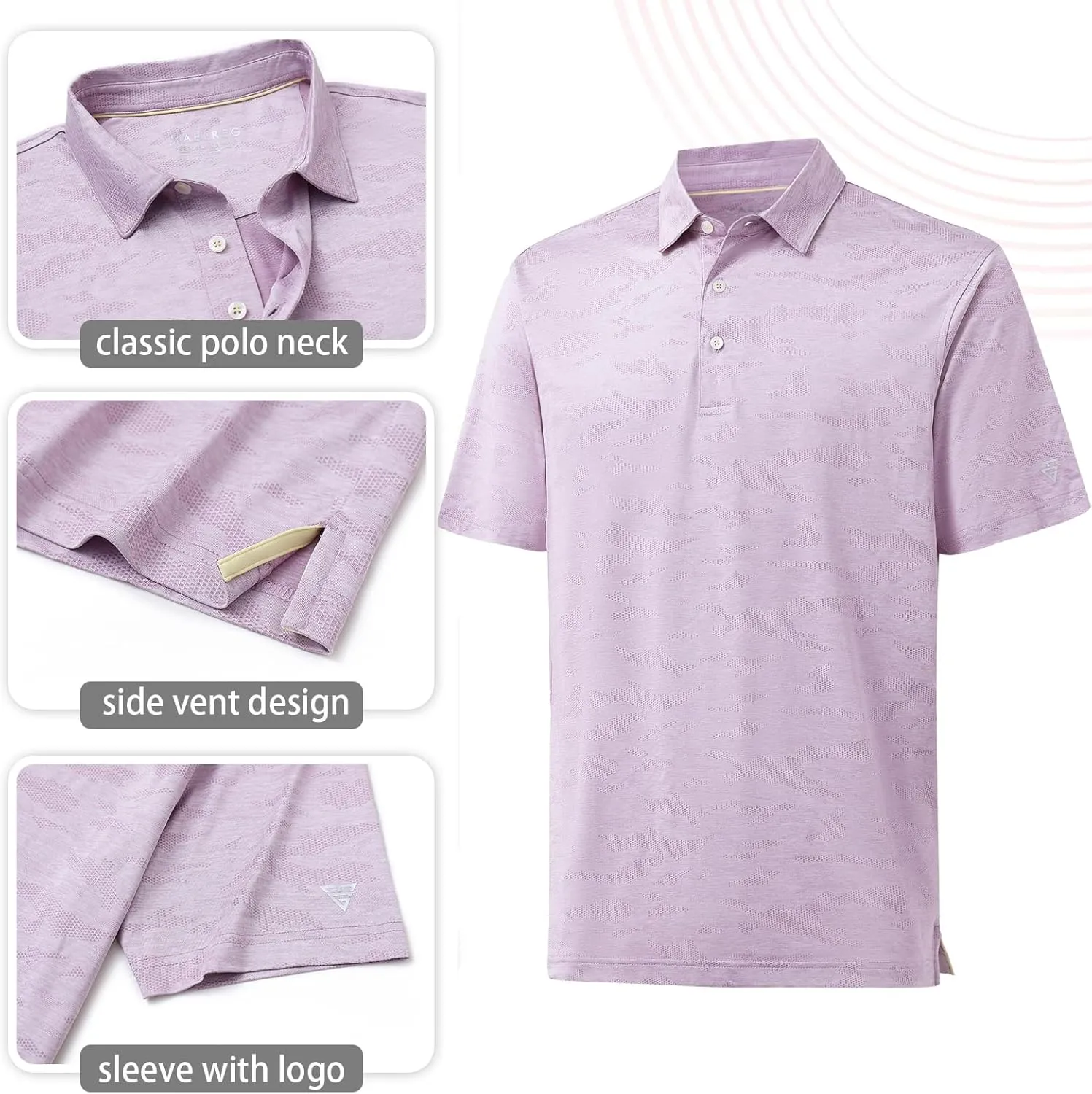 M MAELREG Golf Shirts for Men Short Sleeve Heather Jacquard Textured Stretch Moisture Wicking Performance Mens Polo Shirts