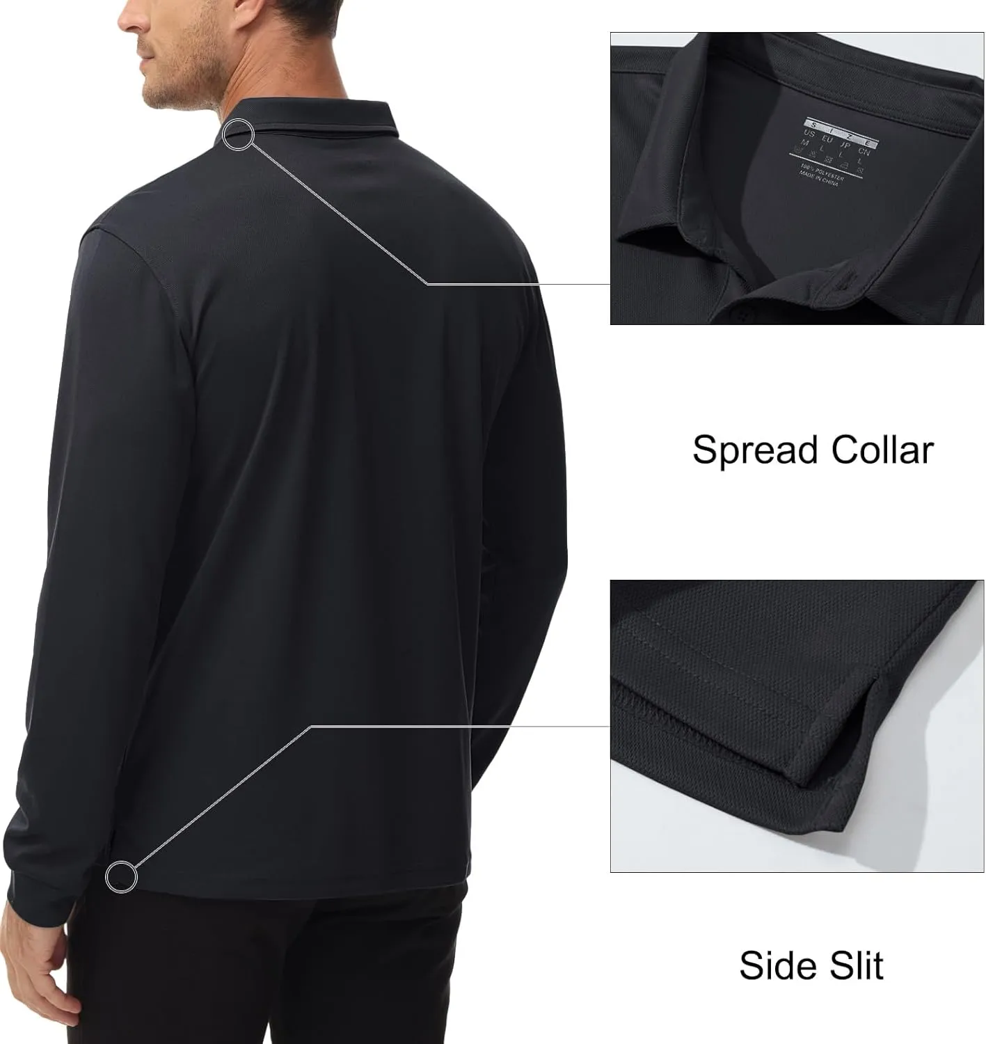 MAGCOMSEN Men's Polo Shirts with Pocket Long Sleeve Golf Quick Dry Shirts Performance Athletic Work Casual Collared Shirt