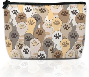 Makeup Bag for Purse, Waterproof Funny Cosmetic Bag for Women, Zipper Travel Toiletry Pouch with Cute Cat Paws Gift 9.55.9 Inch