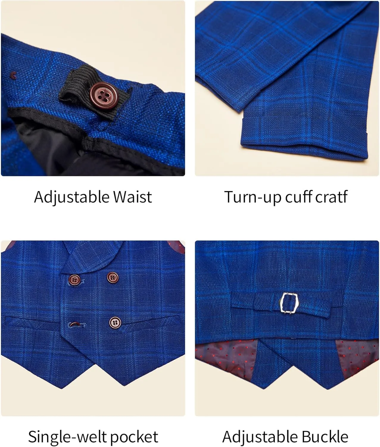 Marvelous World Boys' 5-Piece Formal Vest Suit Set, Vest, Pants, Dress Shirt, Tie and Bowtie