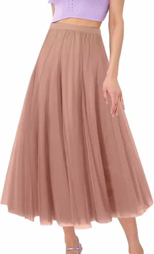 Maxi Skirts for Women Casual High Waisted Flowy Pleated A Line Midi Length Plain Skirt Trendy Cute Vacation Dress