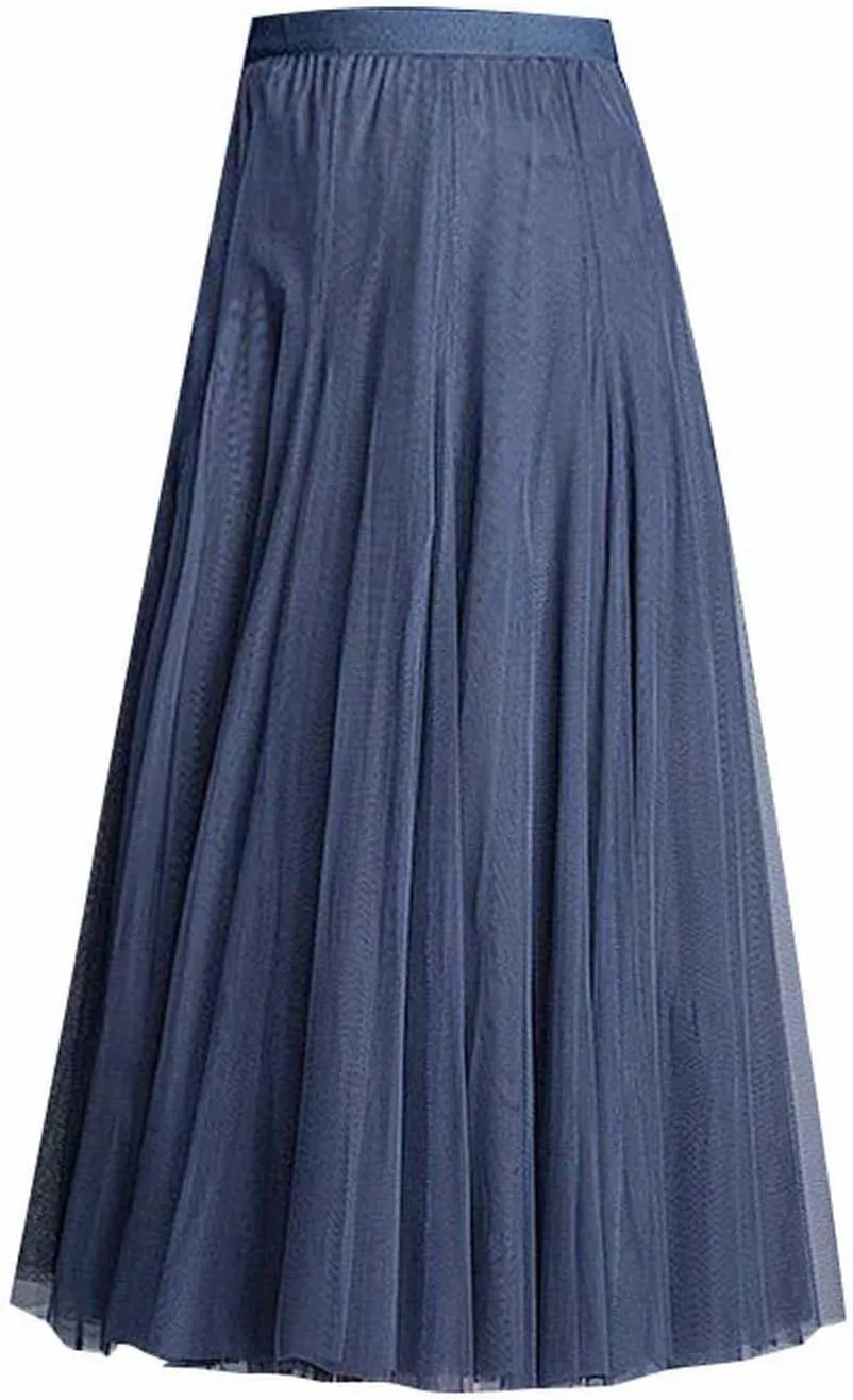 Maxi Skirts for Women Casual High Waisted Flowy Pleated A Line Midi Length Plain Skirt Trendy Cute Vacation Dress