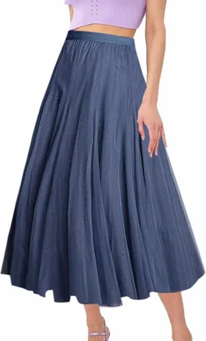 Maxi Skirts for Women Casual High Waisted Flowy Pleated A Line Midi Length Plain Skirt Trendy Cute Vacation Dress