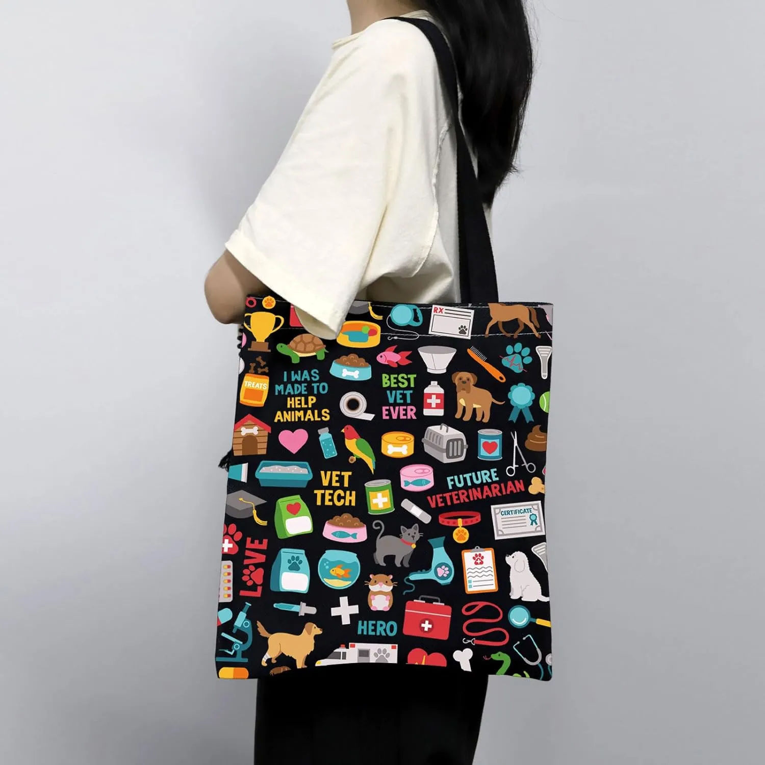 MBMSO Vet Tech Gifts Veterinary Tech Tote Bag Veterinarian Gifts for Vet Assistant Shopping Bag Vet Med Gift Vet Shoulder Bag