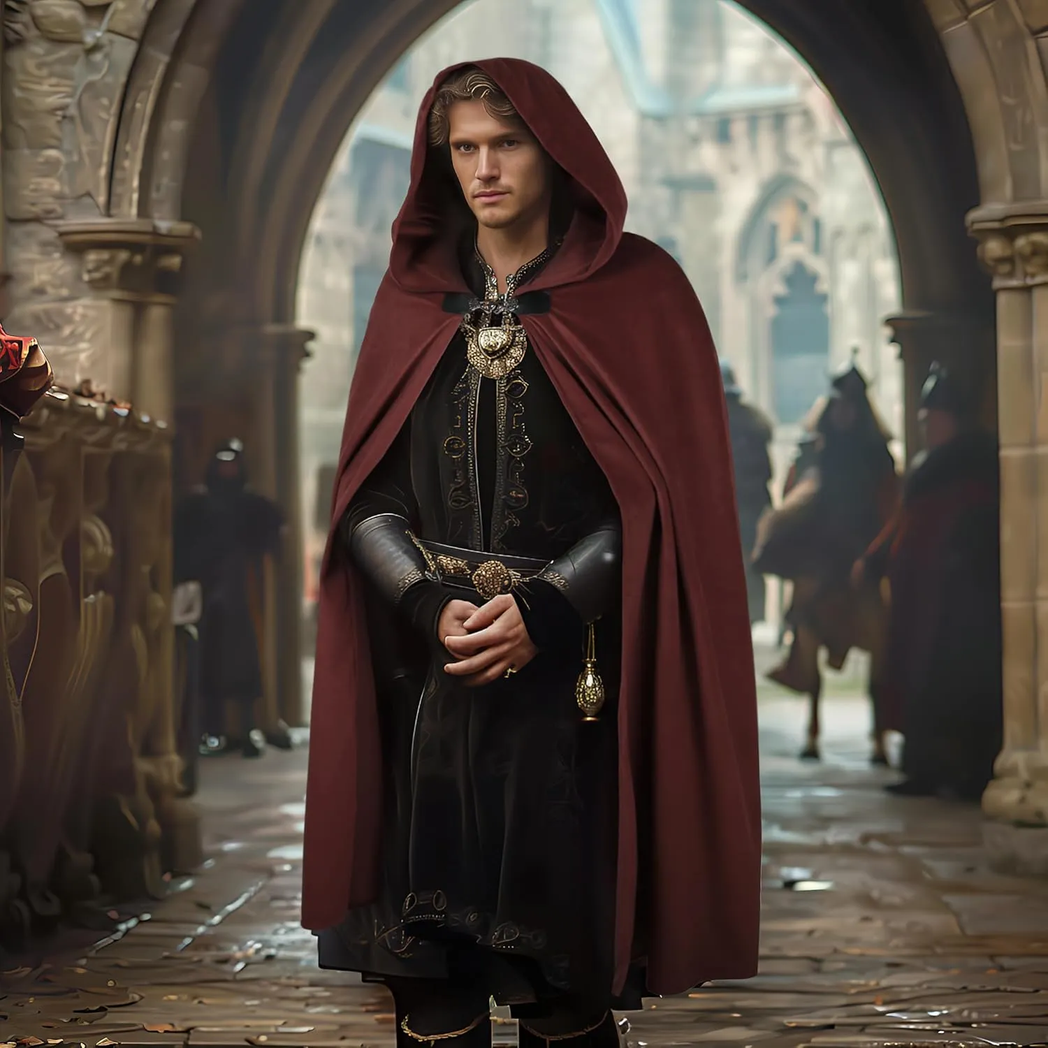 Medieval Hooded Cloak Renaissance Cape for Men and Women Halloween Costume