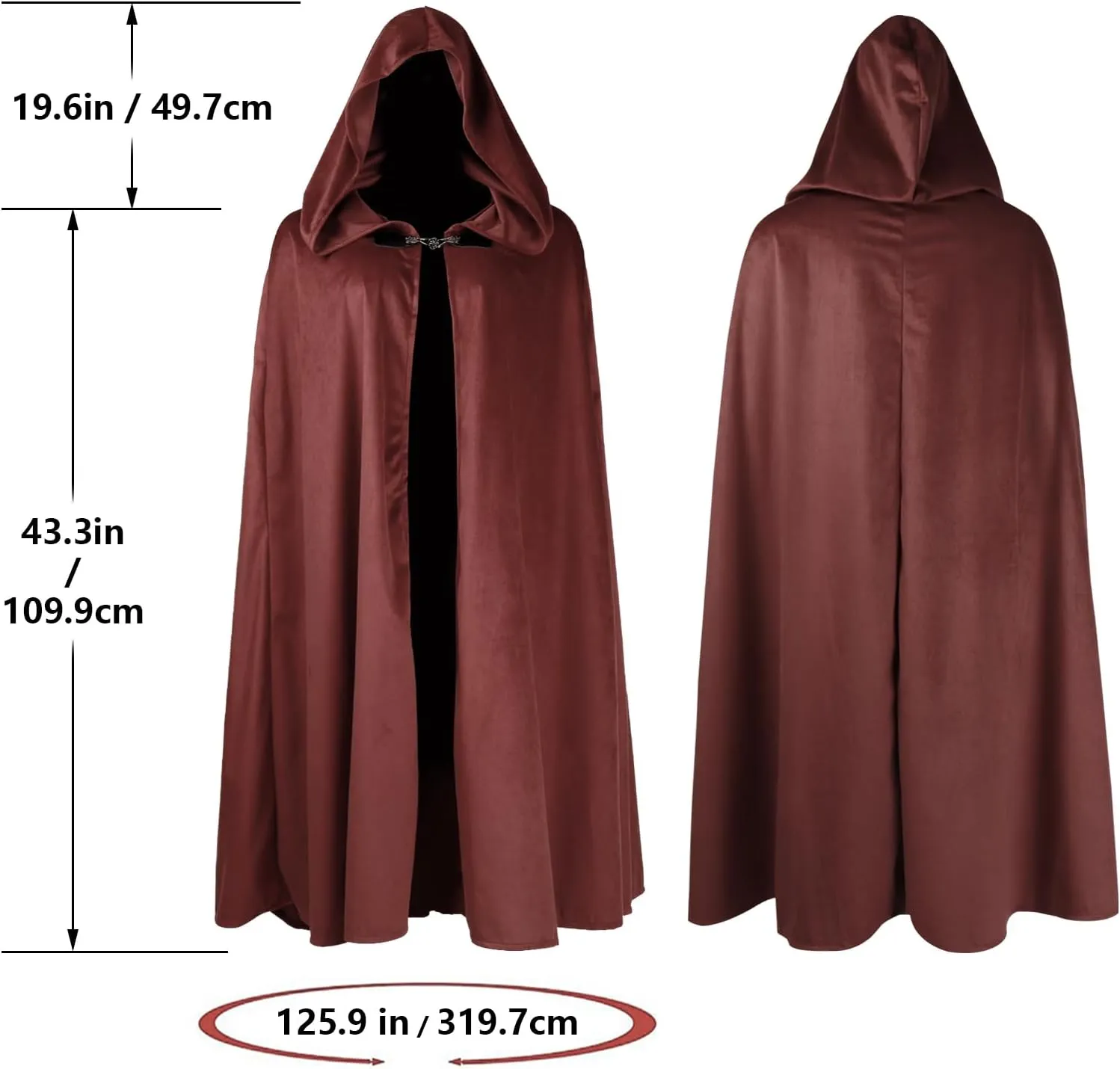 Medieval Hooded Cloak Renaissance Cape for Men and Women Halloween Costume