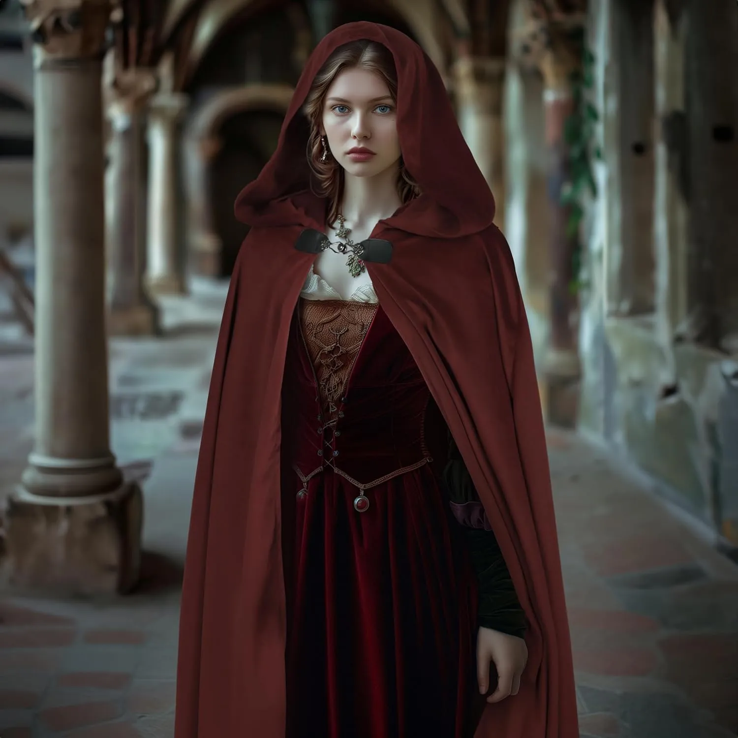 Medieval Hooded Cloak Renaissance Cape for Men and Women Halloween Costume