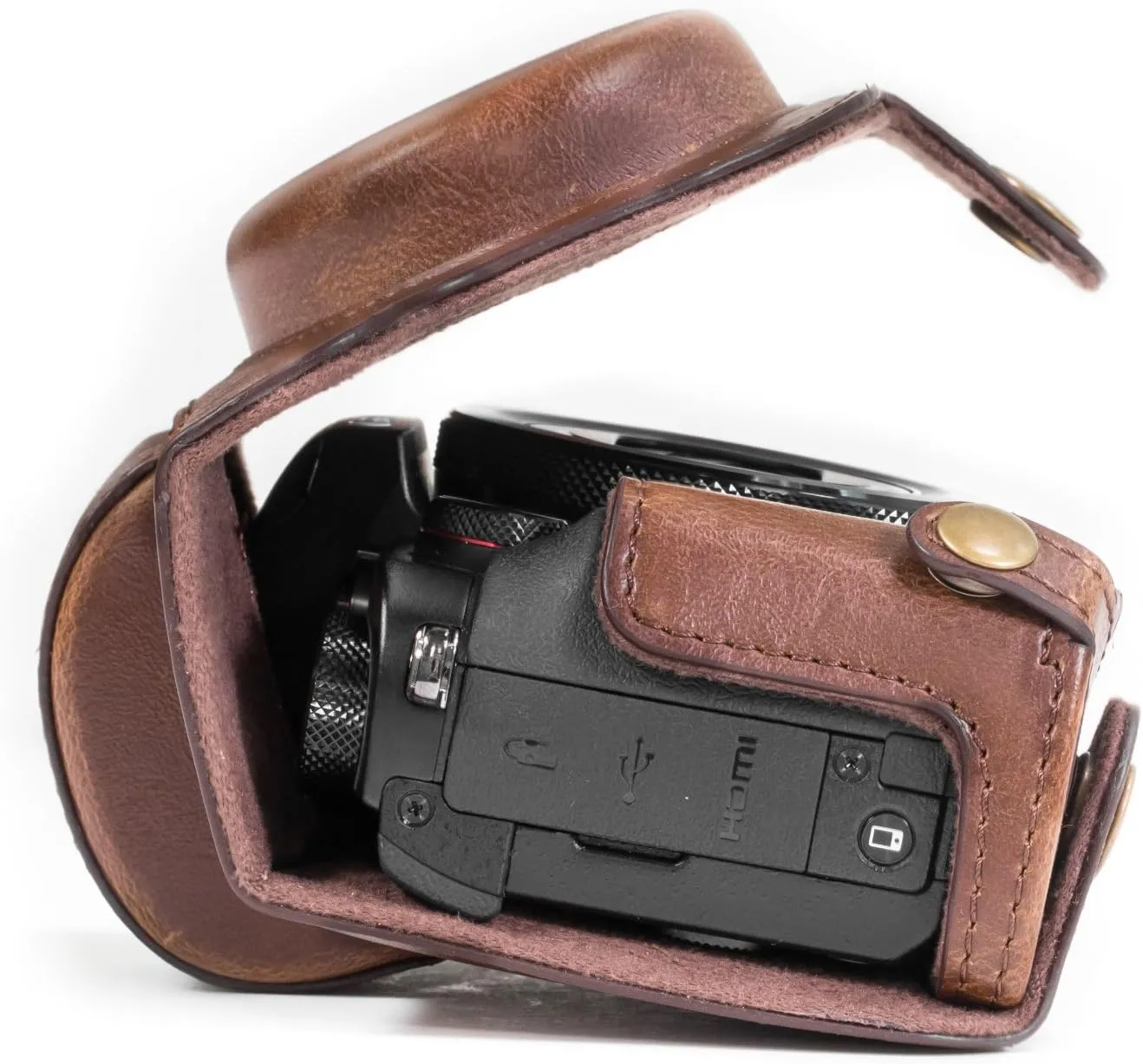 MegaGear Ever Ready Camera Case, Bag for Canon PowerShot G5 X G5X Digital Camera (Dark Brown, PU Leather) (MG687)